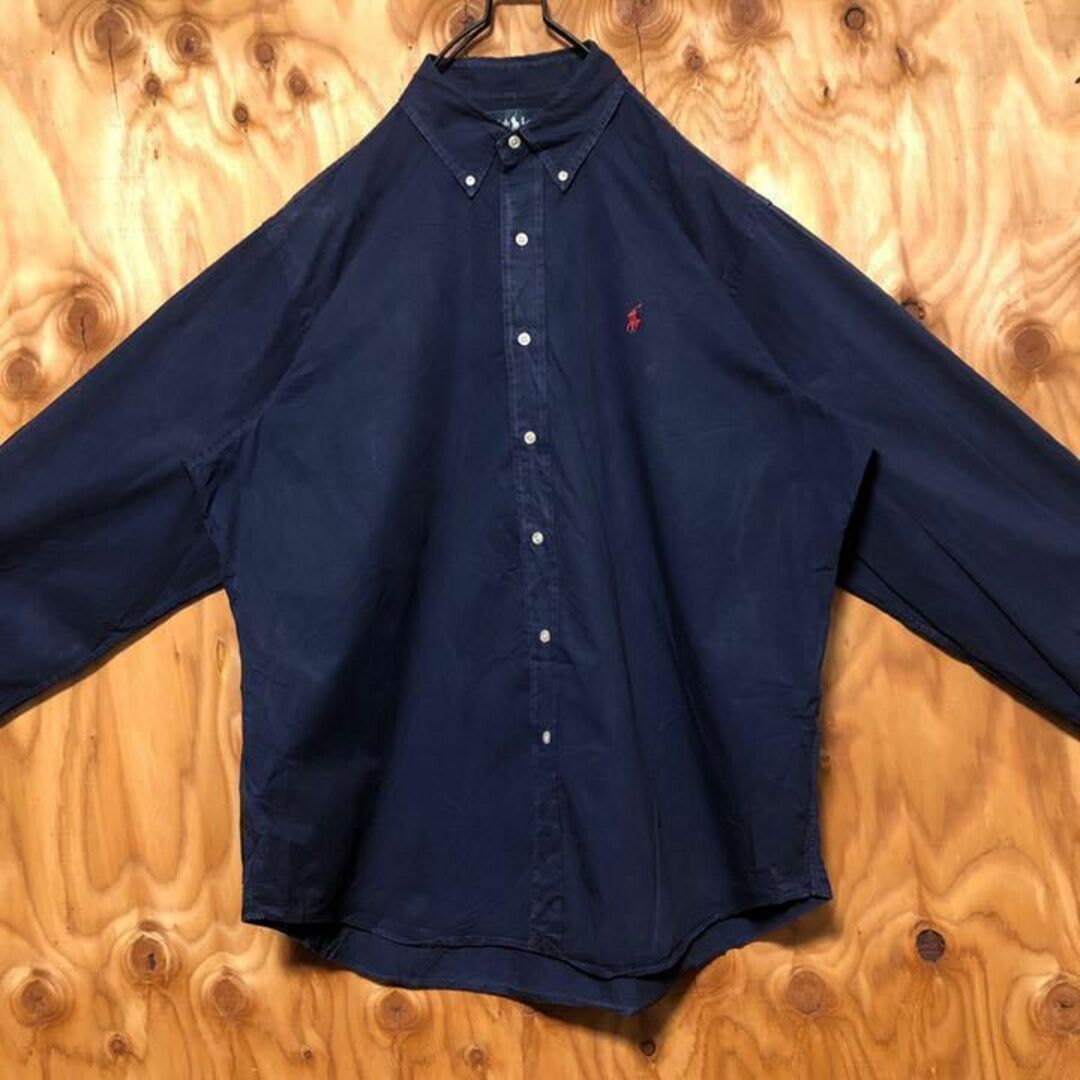 ネイビー ボタンダウン ポロラルフローレン USA古着 90s シャツ 単色