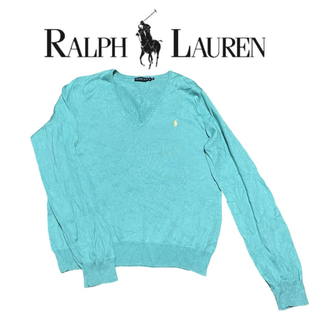 ラルフローレン(Ralph Lauren)のラルフローレン グリーン　薄手ニット  刺繍ロゴ(ニット/セーター)