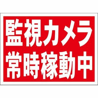 シンプル看板「監視カメラ常時稼動中」【駐車場】 屋外可(オフィス用品一般)