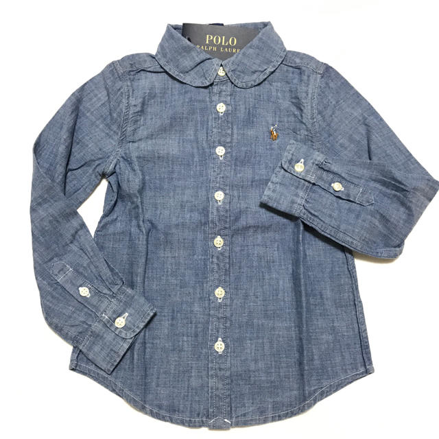 POLO RALPH LAUREN(ポロラルフローレン)の新品 5/115 ラルフローレン 丸襟ダンガリーシャツ キッズ/ベビー/マタニティのキッズ服女の子用(90cm~)(ブラウス)の商品写真