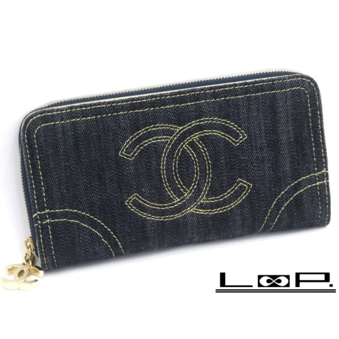 CHANEL(シャネル)の▼値下げ▼■美品■　シャネル ラウンド ファスナー 長財布 デニム ブルー 【44809】 レディースのファッション小物(財布)の商品写真