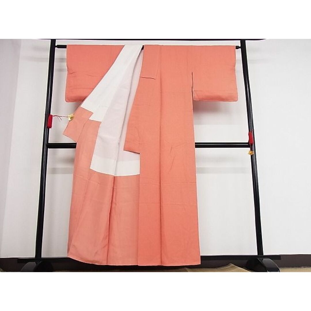 平和屋-こころ店■上質な色無地 光琳菊地紋 牡丹色 着丈156cm 裄丈61.5cm 正絹 逸品 A-ja4286