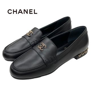 CHANEL - 6979 シャネル パテント ココマーク パール フラットシューズ