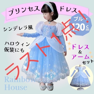【ラスト1点です〜！】120サイズ アームカバー付き プリンセスドレス ブルー(ドレス/フォーマル)