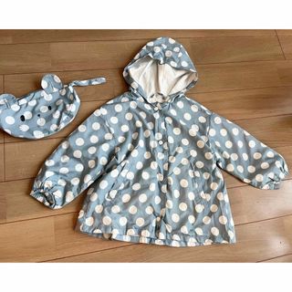 ザラキッズ(ZARA KIDS)のZARA  kids フード・ポーチ付レインコート　水色　2-3歳　98センチ(ジャケット/上着)