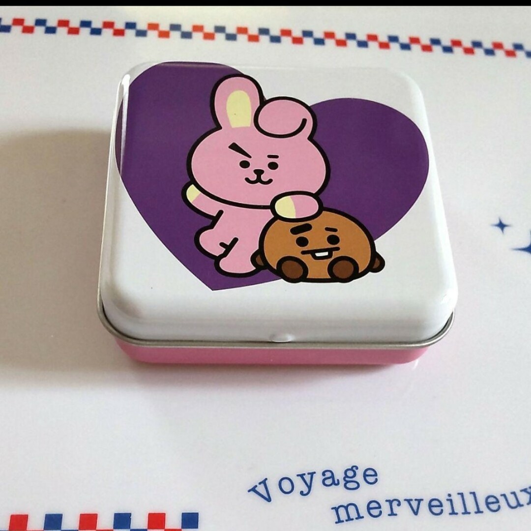 BT21(ビーティーイシビル)の★ BT21 スクエア缶  空き缶 【4点】 ラインフレンズ 雑貨 小物入れ エンタメ/ホビーのおもちゃ/ぬいぐるみ(キャラクターグッズ)の商品写真