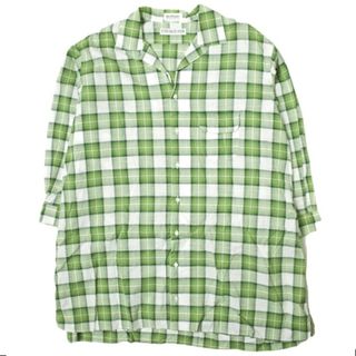 インディヴィジュアライズドシャツ(INDIVIDUALIZED SHIRTS)のINDIVIDUALIZED SHIRTS x BEAMS BOY インディビジュアライズドシャツ ビームスボーイ 別注 アメリカ製 チェックワイドワンピース ONE SIZE グリーン 長袖 シャツ 開襟 トップス【中古】【INDIVIDUALIZED SHIRTS × BEAMS BOY】(ミニワンピース)