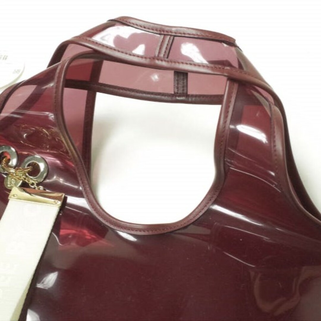 SEE BY CHLOE(シーバイクロエ)のSEE BY CHLOE シーバイクロエ PVC HAND BAG ポリ塩化ビニールクリアハンドバッグ チャーム＆ポーチ付き S992593N Dark Red スケルトン カバン【新古品】【中古】【SEE BY CHLOE】 レディースのバッグ(ハンドバッグ)の商品写真