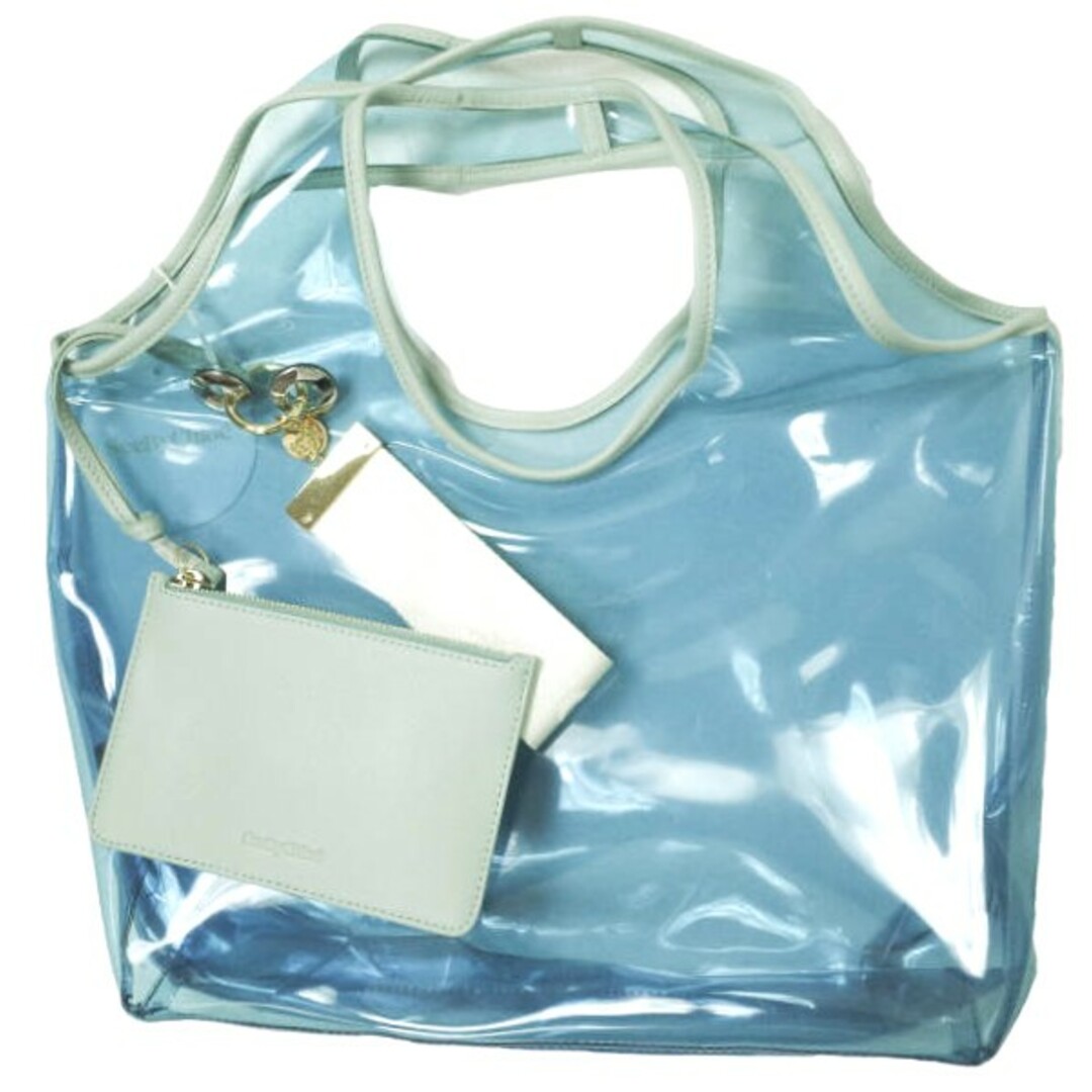 SEE BY CHLOE シーバイクロエ PVC HAND BAG ポリ塩化ビニールクリアハンドバッグ チャーム＆ポーチ付き S992593N Lt.Blue スケルトン カバン【新古品】【SEE BY CHLOE】