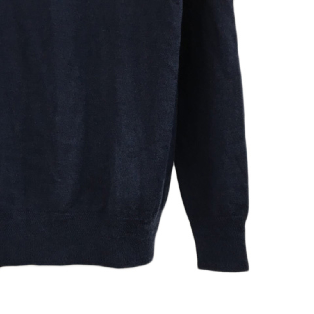 nano・universe(ナノユニバース)のナノユニバース セーター ニット プルオーバー 無地 バイカラー 長袖 S 紺 メンズのトップス(ニット/セーター)の商品写真