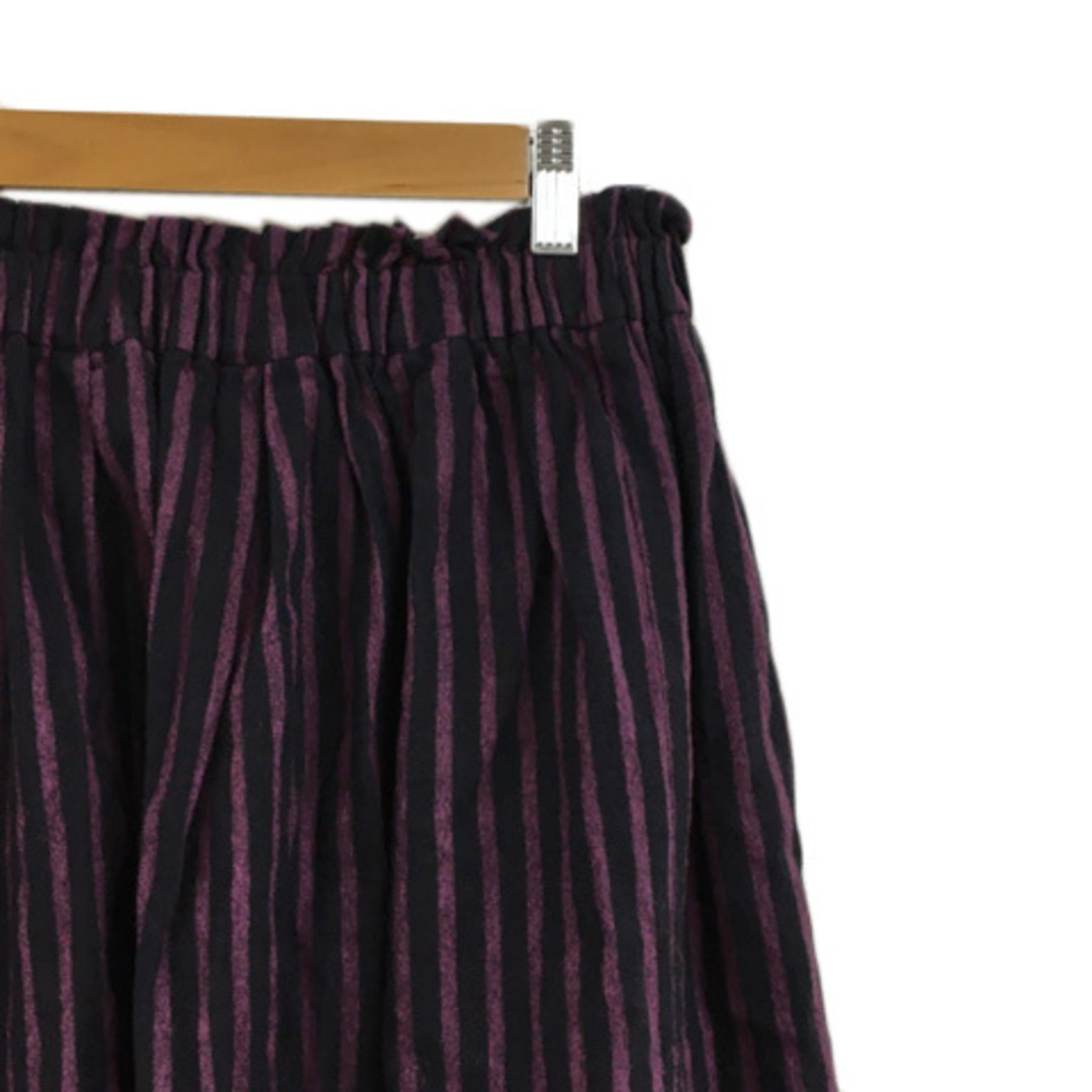CHILD WOMAN(チャイルドウーマン)のチャイルドウーマン スカート フレア 膝丈 ウエストゴム ストライプ F 紫 レディースのスカート(ひざ丈スカート)の商品写真