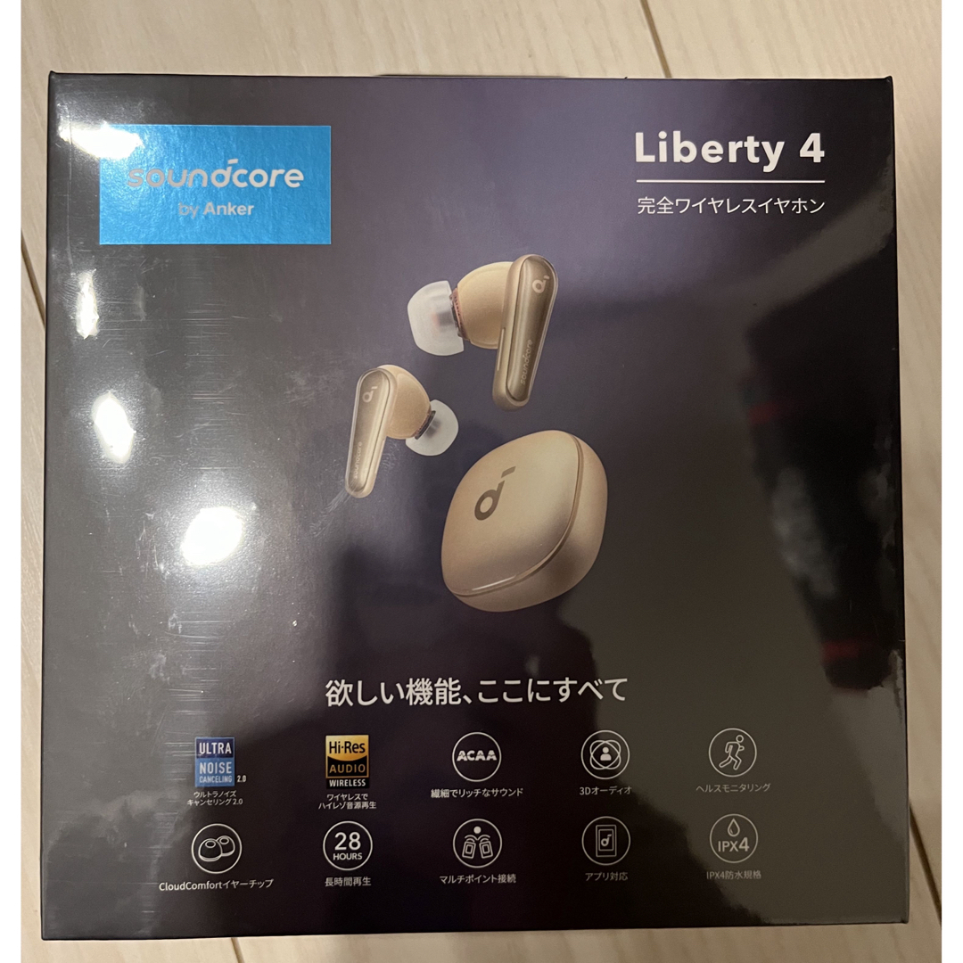 Anker(アンカー)の【新品未開封品】 Anker Soundcore Liberty 4 ゴールド スマホ/家電/カメラのオーディオ機器(ヘッドフォン/イヤフォン)の商品写真