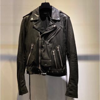 アミリ(AMIRI)のAMIRI アミリ 新品同様 レザー ダブル ライダース ブラック Sサイズ(ライダースジャケット)