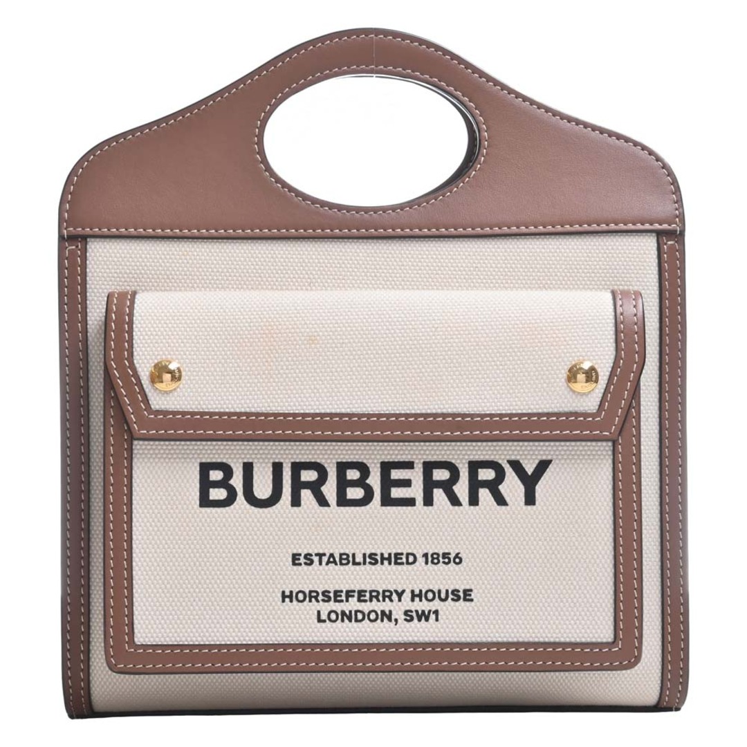 BURBERRY - 【中古】BURBERRY バーバリー コットン レザー ロゴ ミニ