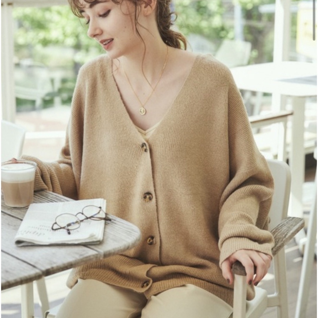 ANGIE - ANGIE オーバーサイズVネックニットカーディガン新品の通販 by