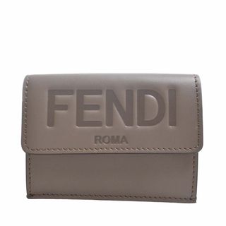 フェンディ(FENDI)の【中古】FENDI フェンディ レザー ロゴ マイクロ 三つ折り コンパクト財布 8M0395 グレージュ by(その他)