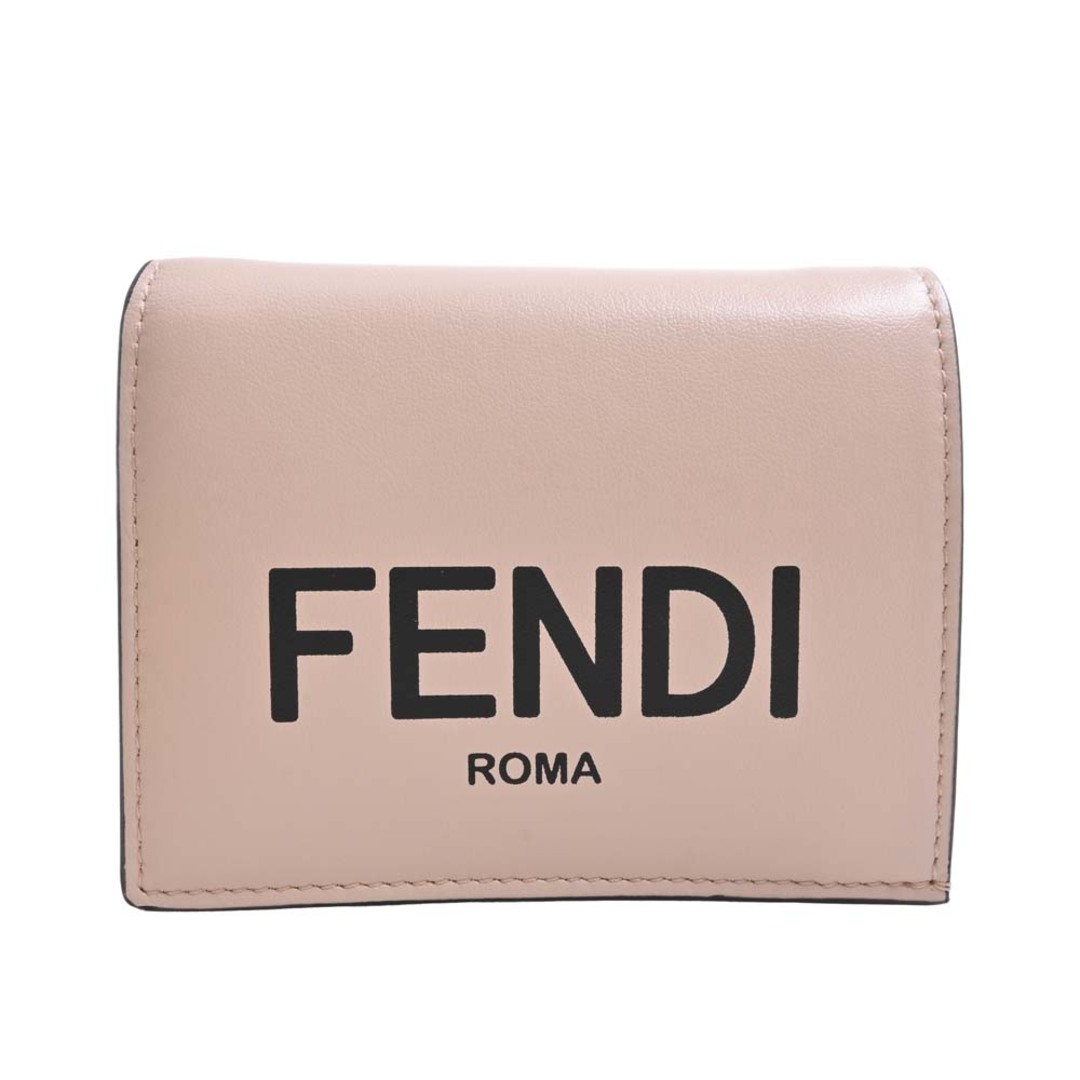 FENDI フェンディ レザー ロゴ 二つ折り コンパクト財布 8M0420 ピンク by