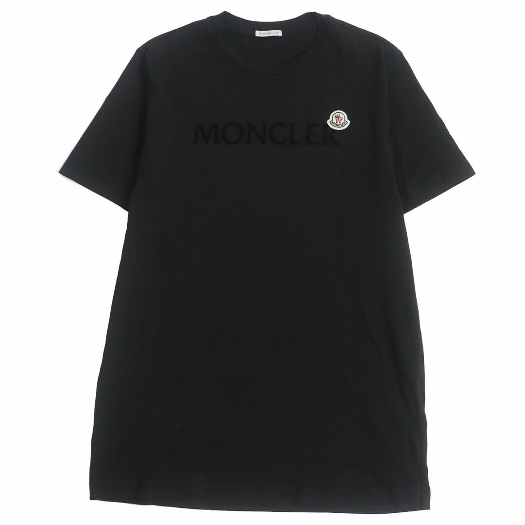 美品□22SS MONCLER/モンクレール T-SHIRT ロゴワッペン コットン100％ ショートスリーブ 半袖Tシャツ/カットソー ブラック L 正規品