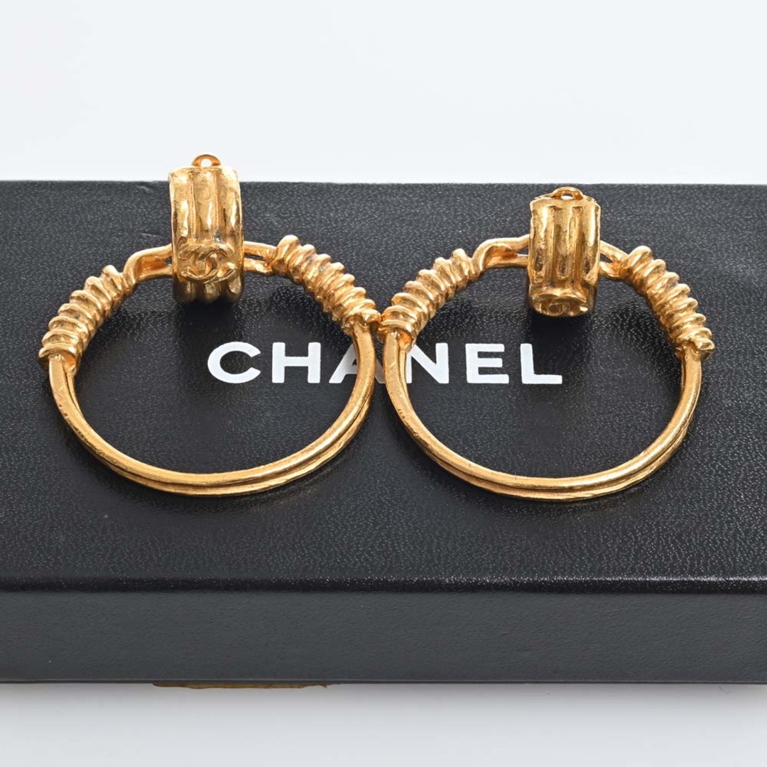 CHANEL - 【中古】CHANEL シャネル ココマーク フープ イヤリング