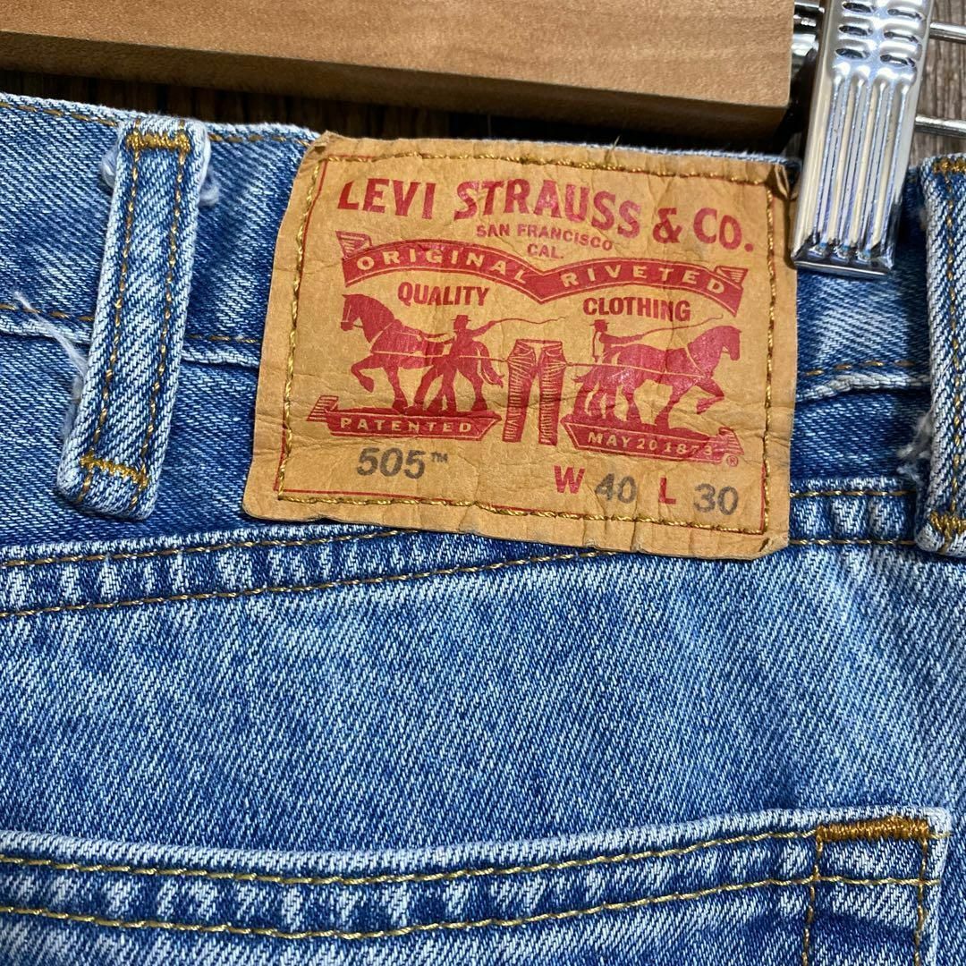 levis メンズ デニム パンツ 505 ストレート ロゴ ブルー USA