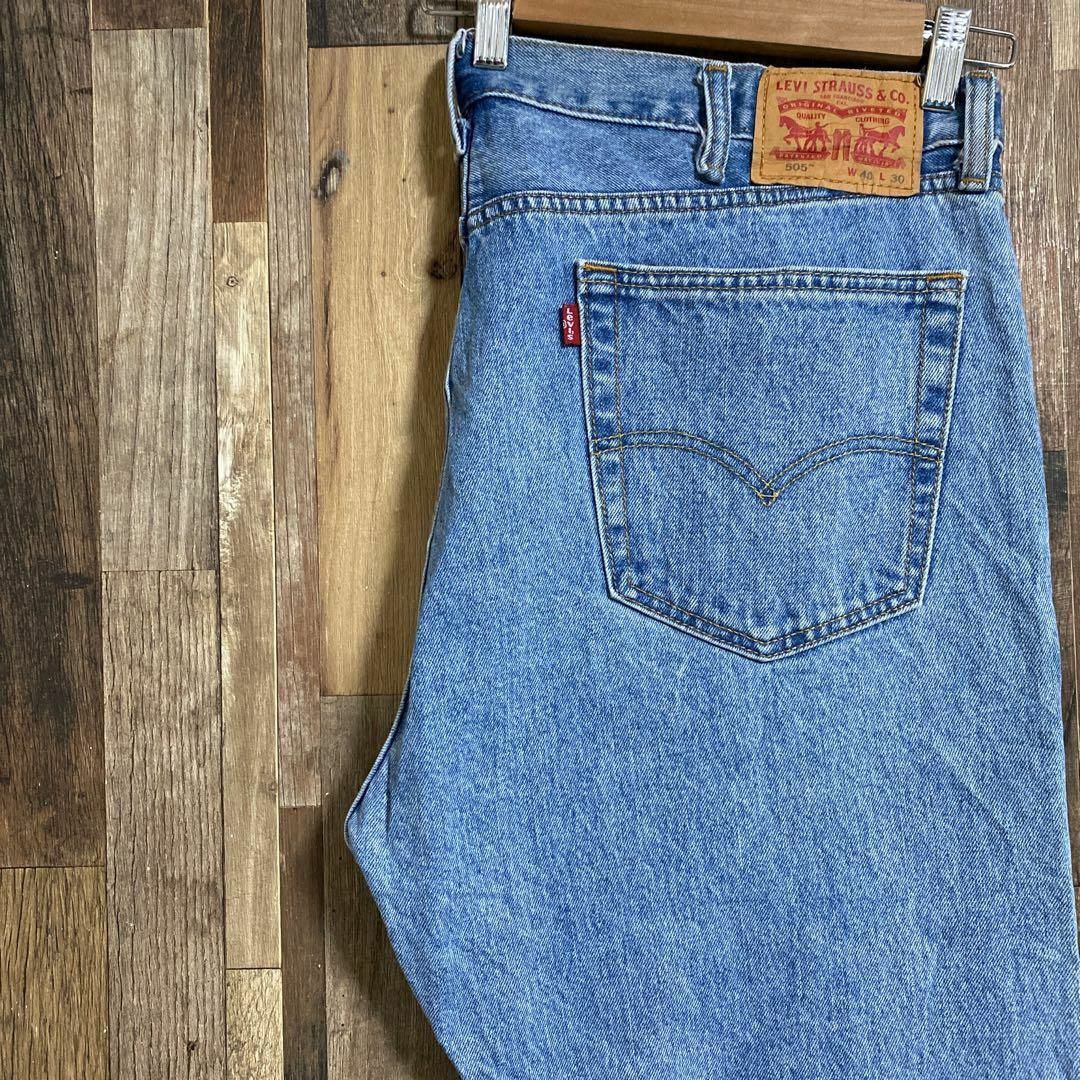 levis メンズ デニム パンツ 505 ストレート ロゴ ブルー USA