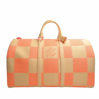 【中古】LOUIS VUITTON ルイヴィトン ダミエ ジャイアント ラフィア キーポル バンドリエール50 ハンドバッグ ボストンバッグ  M57419 ベージュ/オレンジ by