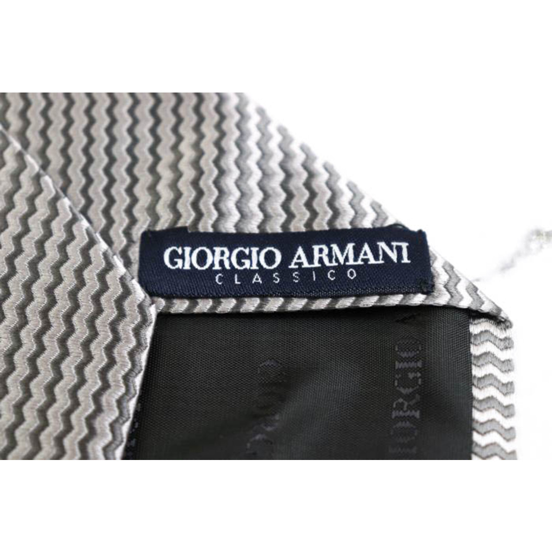 ジョルジオアルマーニ ブランド ネクタイ クラシコ 青タグ ストライプ柄 最高級ライン シルク メンズ グレー GIORGIO ARMANI