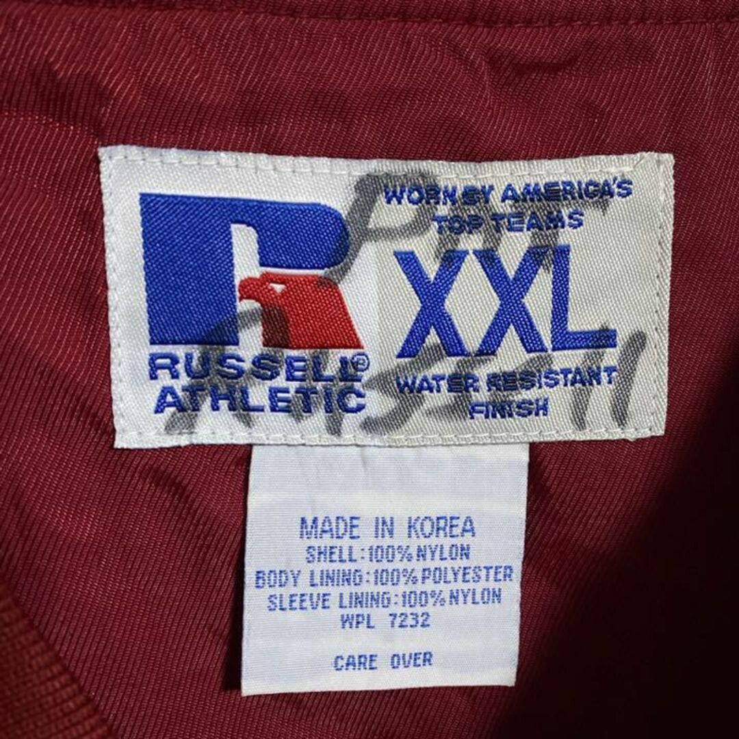 ラッセルアスレチック ナイロン ゲームシャツ ボルドー ロゴ USA古着 XXL