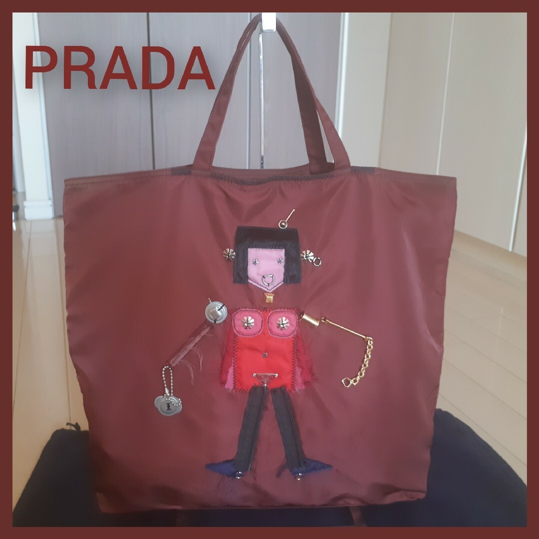 通販の人気 ◇PRADA◇ロボット◇ナイロントートバッグ◇ボルドー