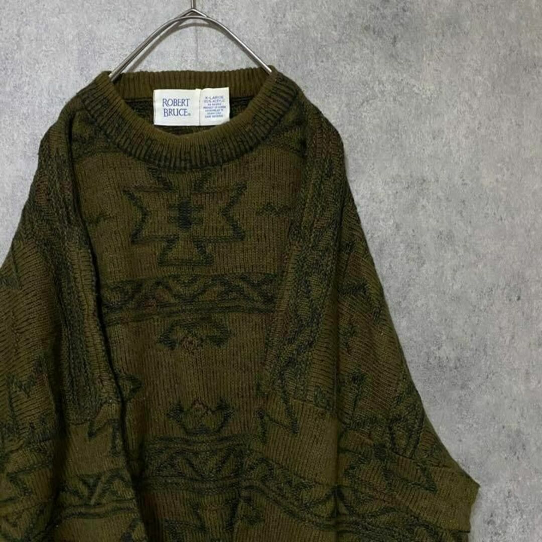90s vintage 総柄ニット セーター メンズ XL 個性派 Y3