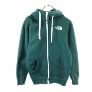 THE NORTH FACE ジップパーカー◎希少 デカロゴ ターコイズ×白色