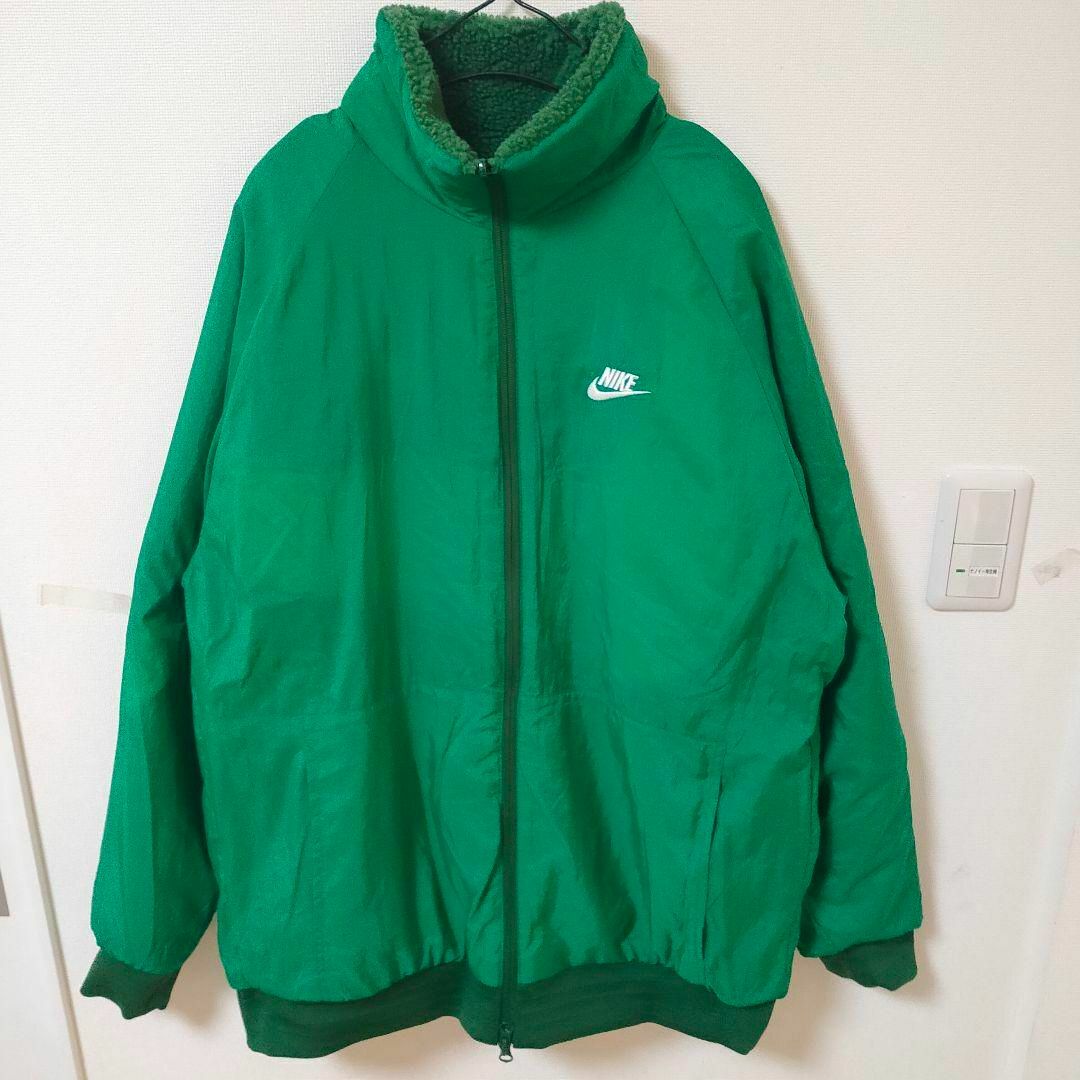 NIKE - NIKE 緑 ビッグスウッシュ ボアブルゾン ボアジャケット NIKE - NIKE 緑 ビッグスウッシュ ボアブルゾン ボアジャケット