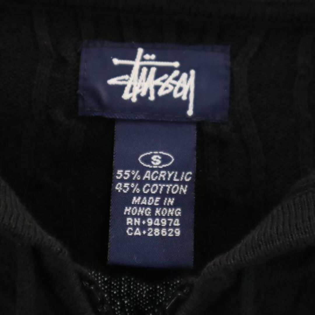 ステューシー 90s オールド 紺タグ ケーブル編み ニット ジップパーカー S ブラック系 STUSSY レディース 【中古】 【231002】