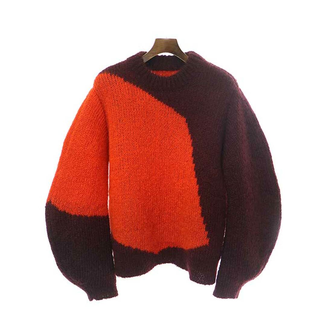 JIL SANDER ジルサンダー 21AW Ellsworth Kelly Intarsia Mohair Knit Sweater  バイカラーニットセーター オレンジ×ボルドー 46 | フリマアプリ ラクマ