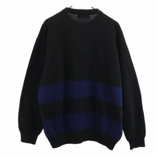 69cm袖丈アイスバーグ×ピーナッツ イタリア製 セーター 黒系 ICEBERG×PEANUT 長袖 ニット ウール混 チャーリーブラウン 刺繍 メンズ 【R220914】