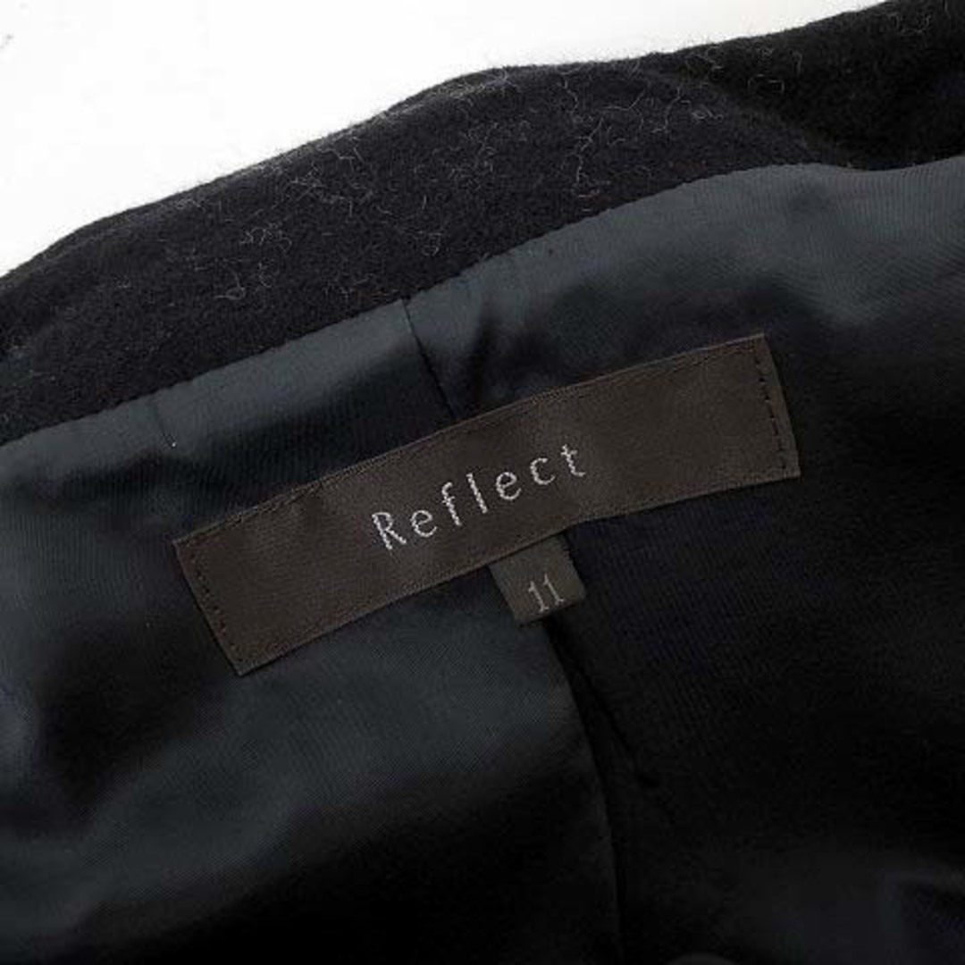 ReFLEcT(リフレクト)のリフレクト Reflect ピーコート バックプリーツ ウール ミディ丈L 黒 レディースのジャケット/アウター(ピーコート)の商品写真