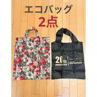 エコバッグ 小さめ サブバッグ レッド×グリーン 花柄 シューズ入れにも(エコバッグ)