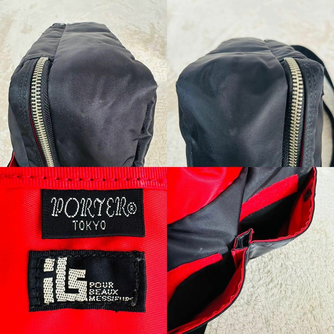 希少☆PORTER×L-fine スクエアショルダーバッグ カメラバッグ 黒×赤