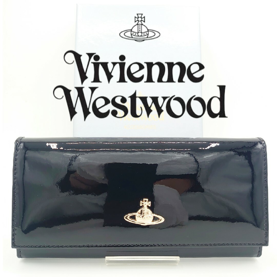 ファッション小物【新品】Vivienne Westwood 長財布 エナメル ブラック