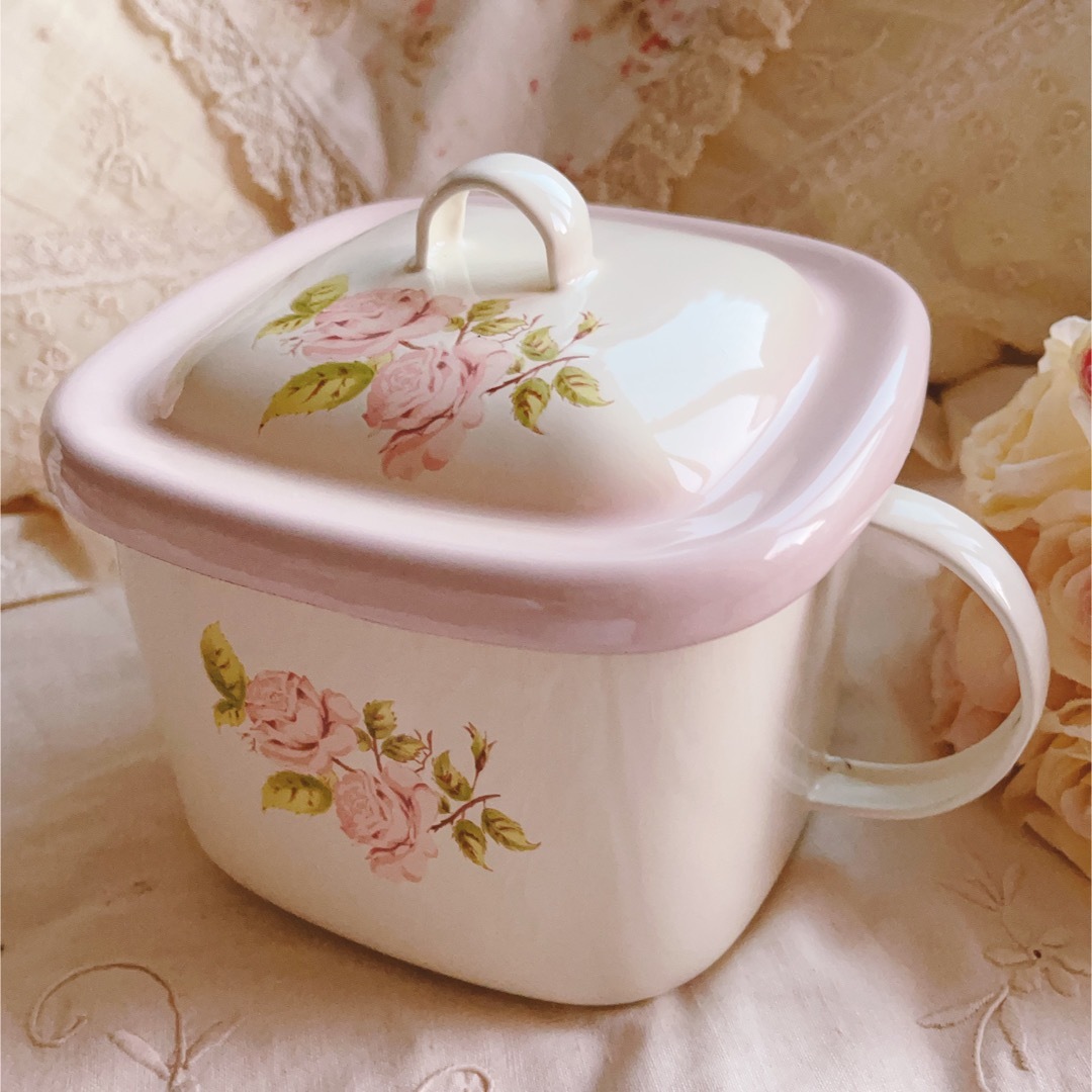 LAURA ASHLEY - ♡イマン♡ダイアナローズホーロー味噌ポットマニー