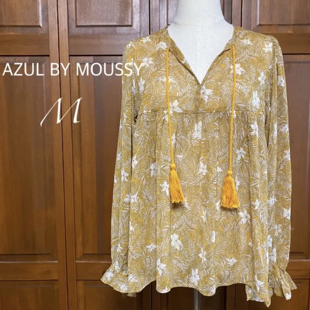 AZUL by moussy(アズールバイマウジー)の【未使用品】AZUL アズール 花柄 シフォンブラウス レディースのトップス(シャツ/ブラウス(長袖/七分))の商品写真