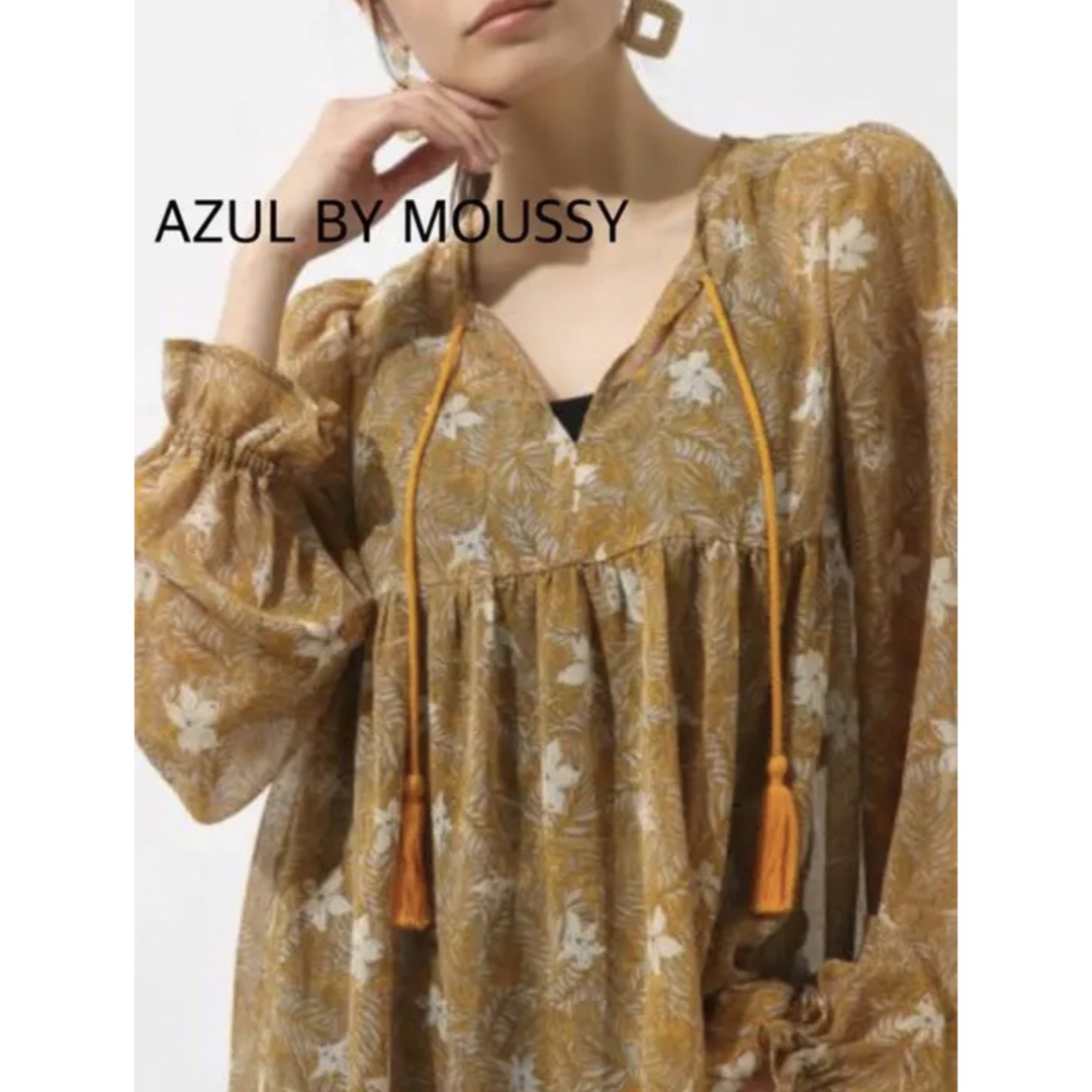 AZUL by moussy(アズールバイマウジー)の【未使用品】AZUL アズール 花柄 シフォンブラウス レディースのトップス(シャツ/ブラウス(長袖/七分))の商品写真