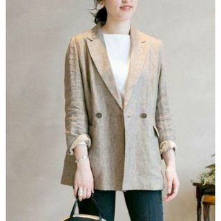 デミルクスビームス(Demi-Luxe BEAMS)の【 BEAMS LIGHTS 】38 リネン ジャケット BROWN(テーラードジャケット)