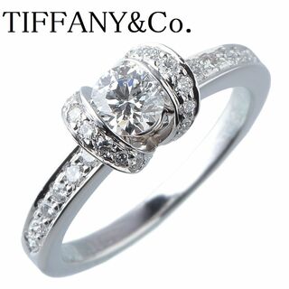ティファニー(Tiffany & Co.)のティファニー リボン ソリティア リング ダイヤ0.38ct 約10号 PT950 箱 TIFFANY【13838】(リング(指輪))