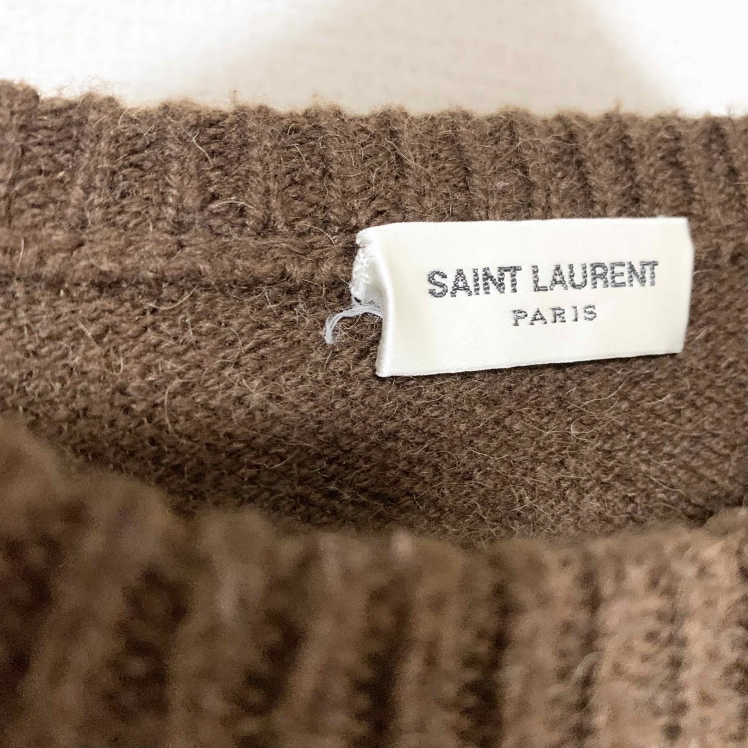 SAINT LAURENT PARIS キャメル100% ニット ブラウン M - ニット/セーター