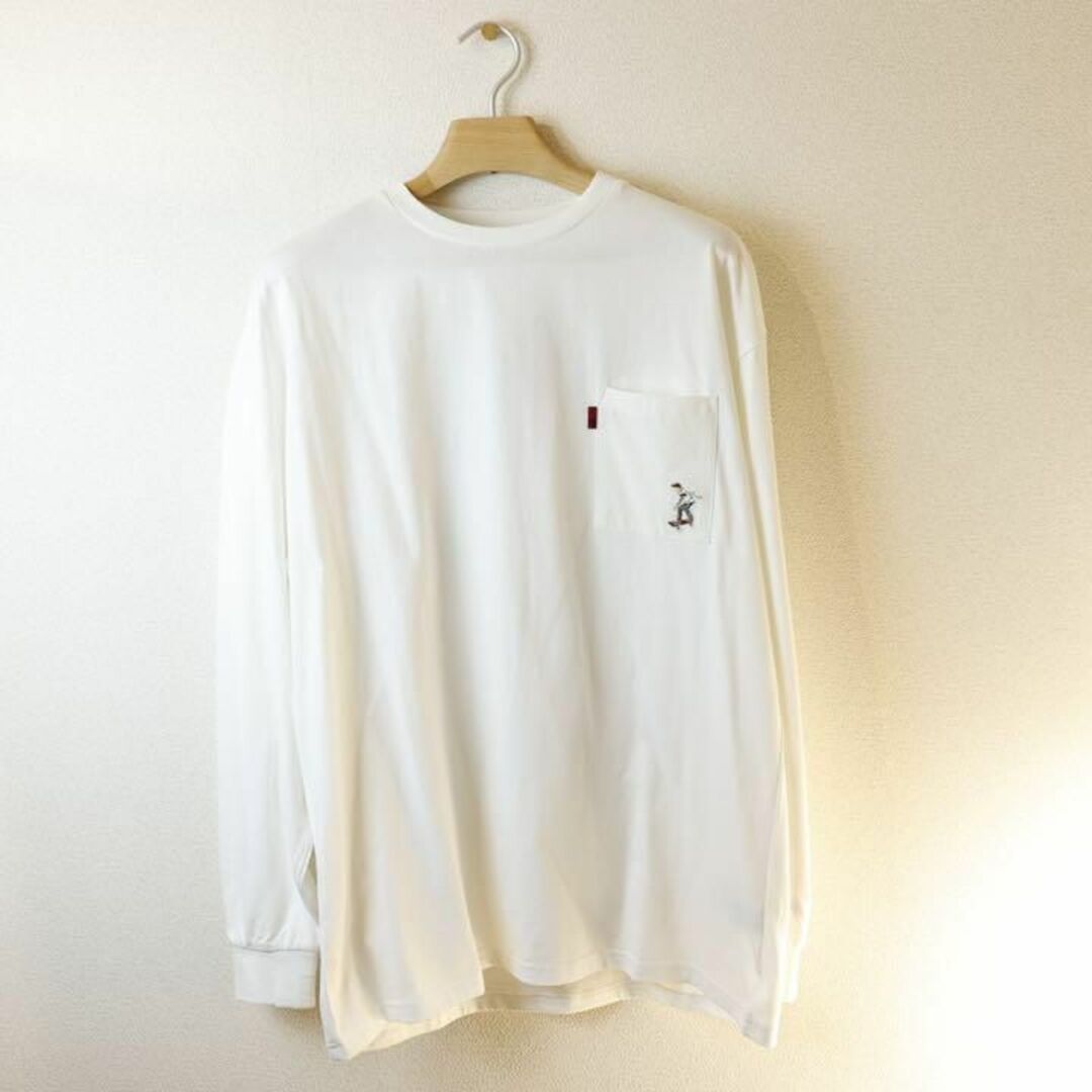 『新品』スケボーロンT【ホワイトL】 メンズのトップス(Tシャツ/カットソー(七分/長袖))の商品写真