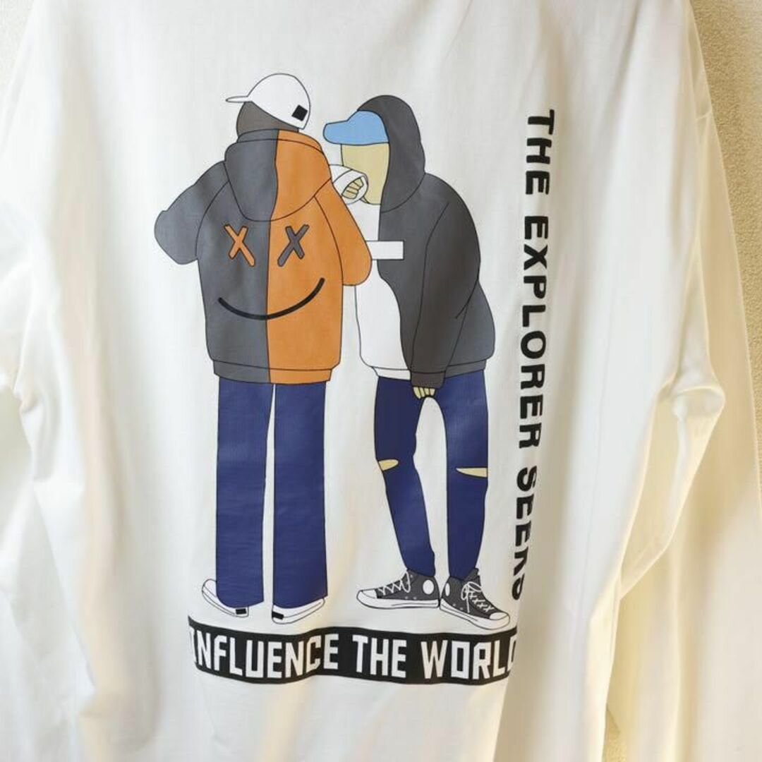 『新品』スケボーロンT【ホワイトL】 メンズのトップス(Tシャツ/カットソー(七分/長袖))の商品写真