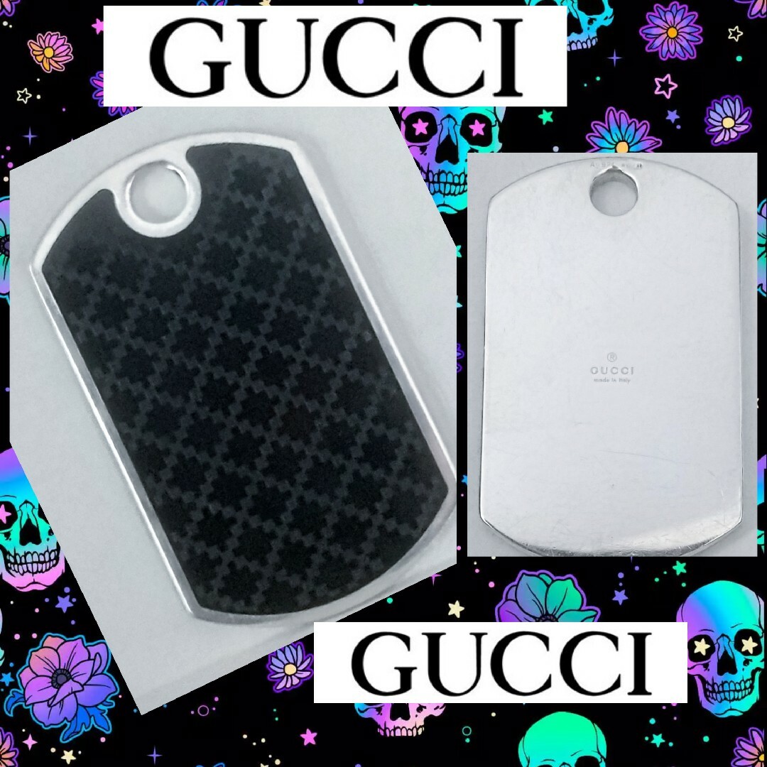 Gucci(グッチ)のグッチGUCCI✪ドッグタグ ディアマンテトップ✪ダブルプレートAg925 メンズのアクセサリー(ネックレス)の商品写真