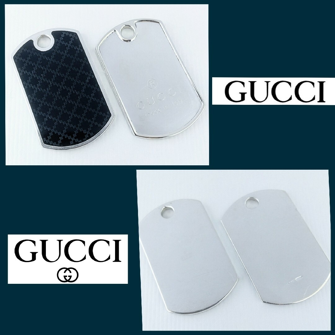 Gucci(グッチ)のグッチGUCCI✪ドッグタグ ディアマンテトップ✪ダブルプレートAg925 メンズのアクセサリー(ネックレス)の商品写真