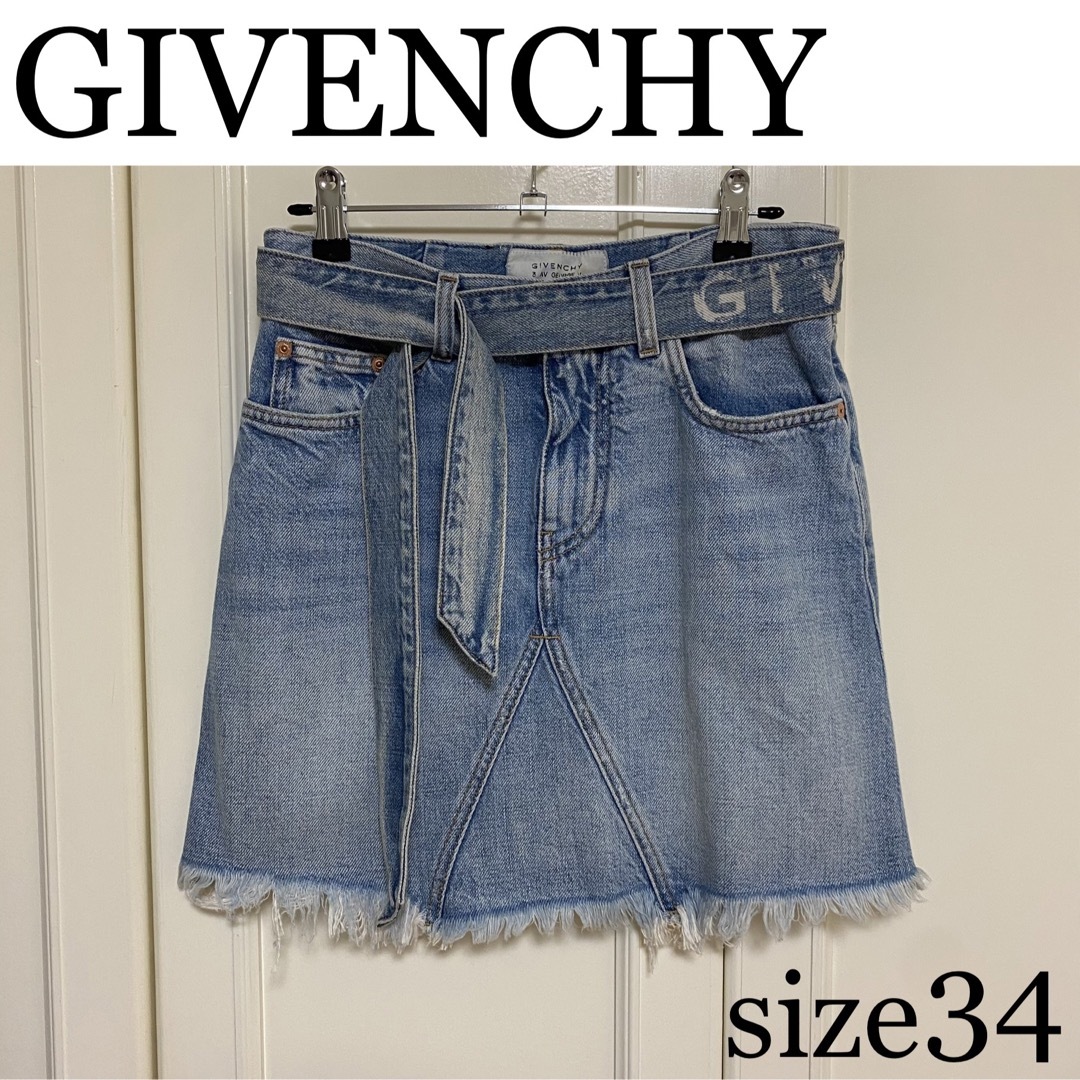 GIVENCHY - GIVENCHY ジバンシー デニムスカート ダメージ 34サイズの ...